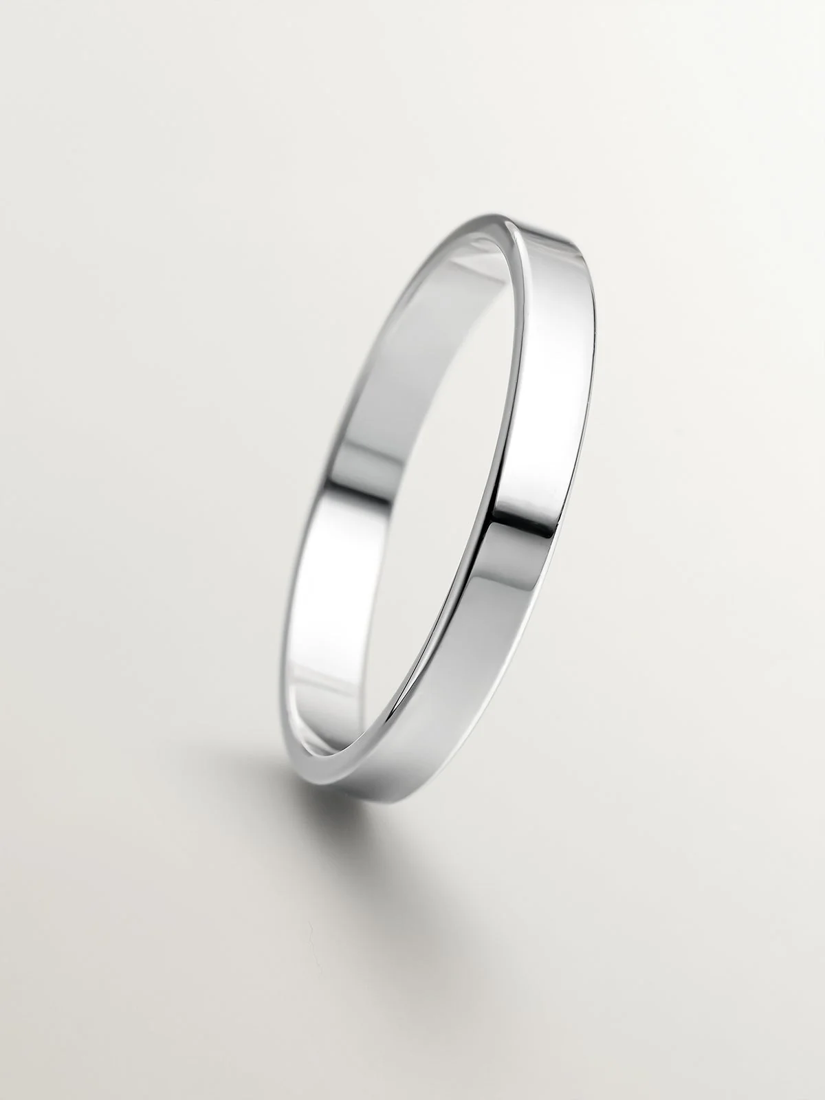 Alianza de oro blanco de 18k plana de 3mm - Image 3