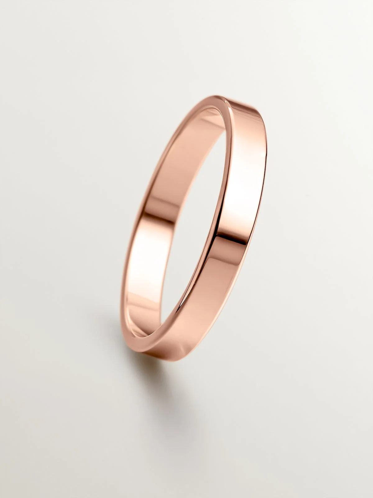 Alianza de oro rosa de 18k plana de 3mm - Image 3