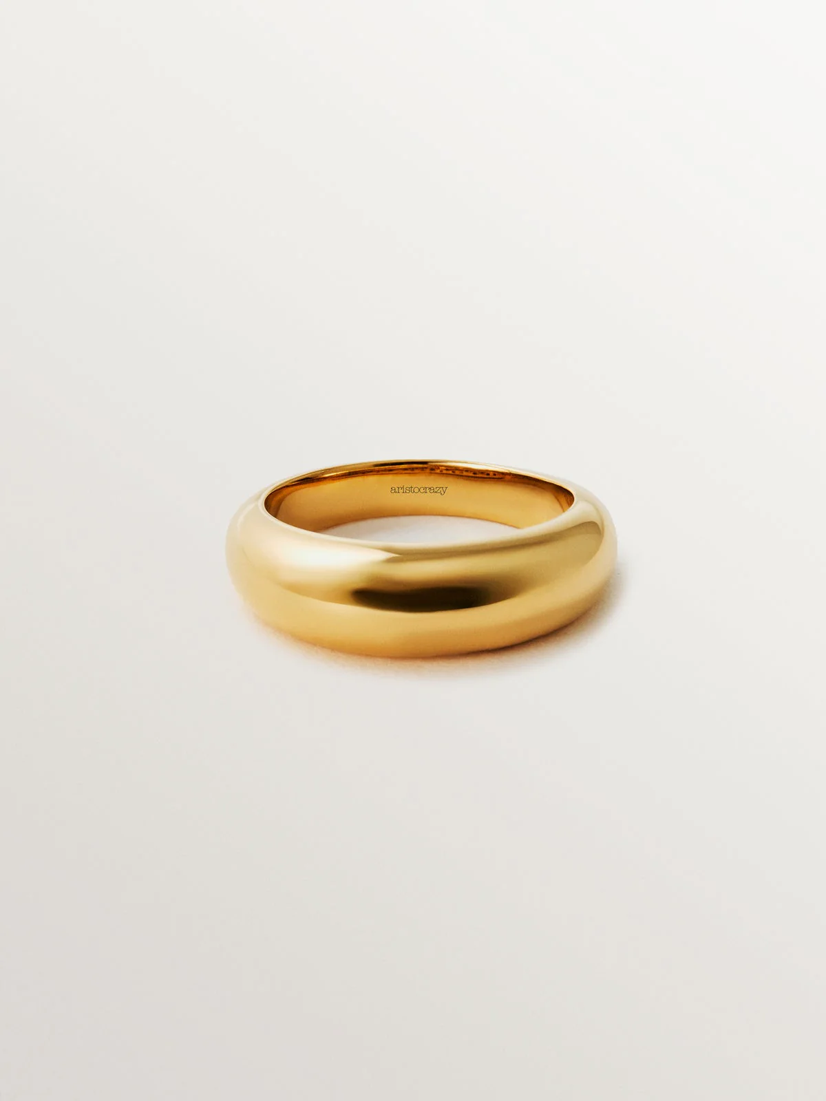 Anillo abombado de plata 925 bañada en oro amarillo de 18K - Image 3