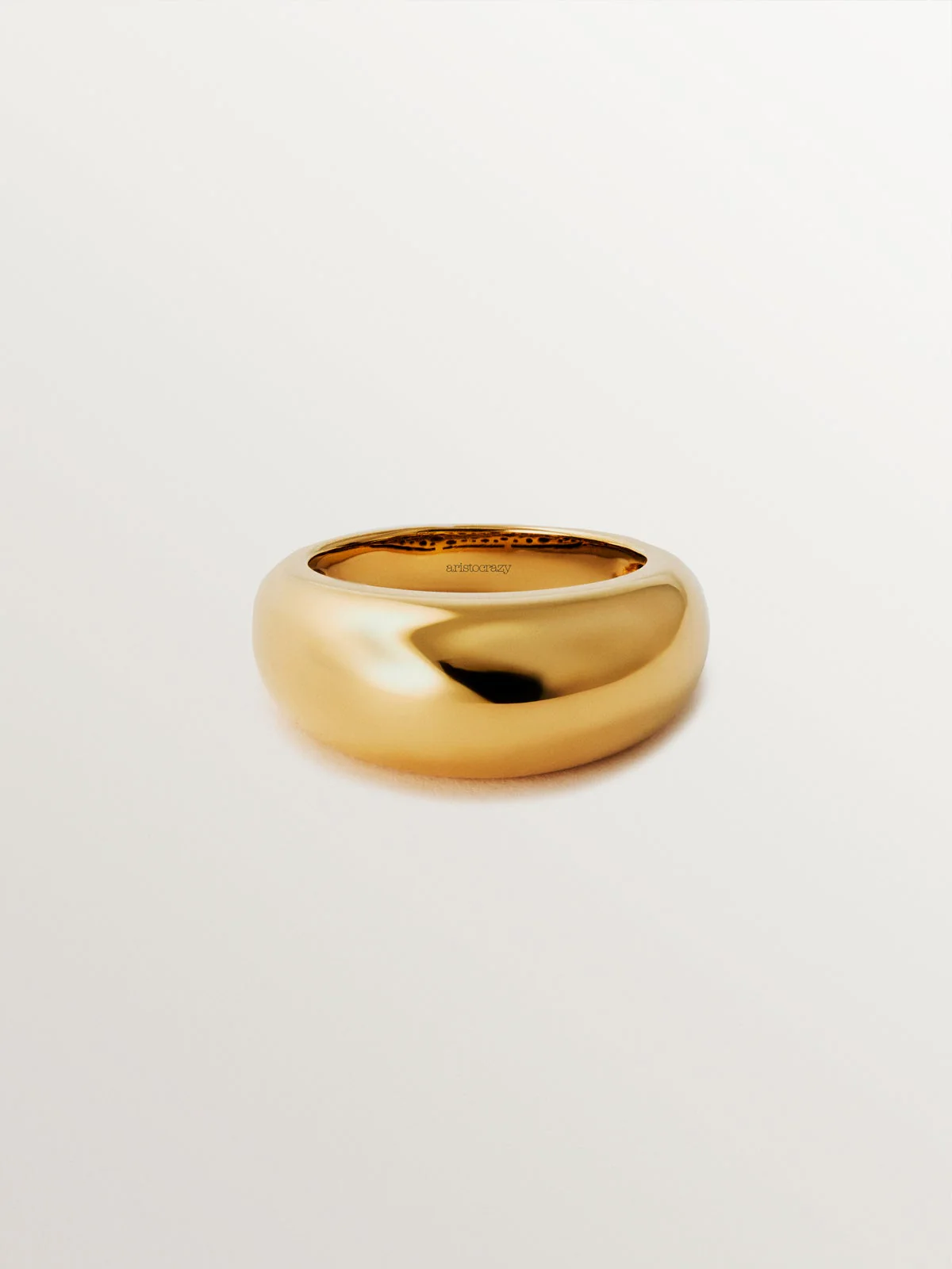 Anillo abombado de plata 925 bañada en oro amarillo de 18K - Image 3