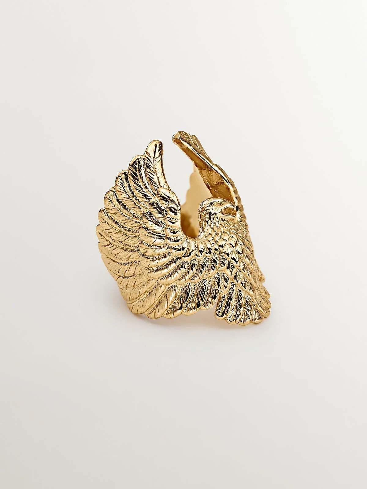 Anillo ancho de plata 925 bañada en oro amarillo de 18K con forma de águila - Image 3