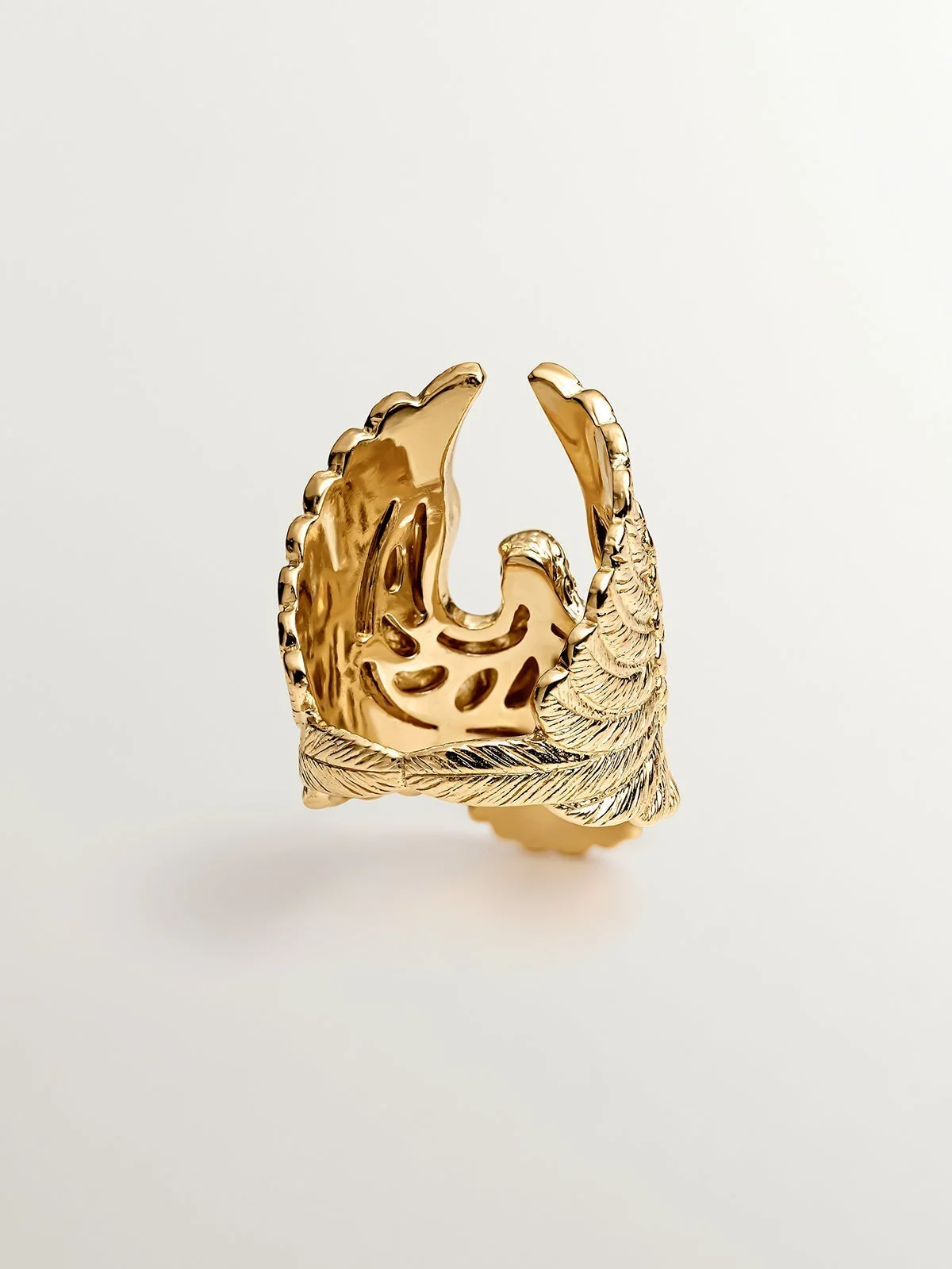 Anillo ancho de plata 925 bañada en oro amarillo de 18K con forma de águila - Image 5