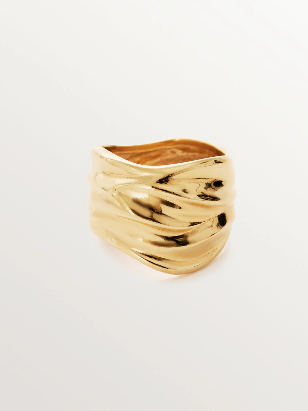 Anillo ancho de plata 925 bañada en oro amarillo de 18K - Image 3