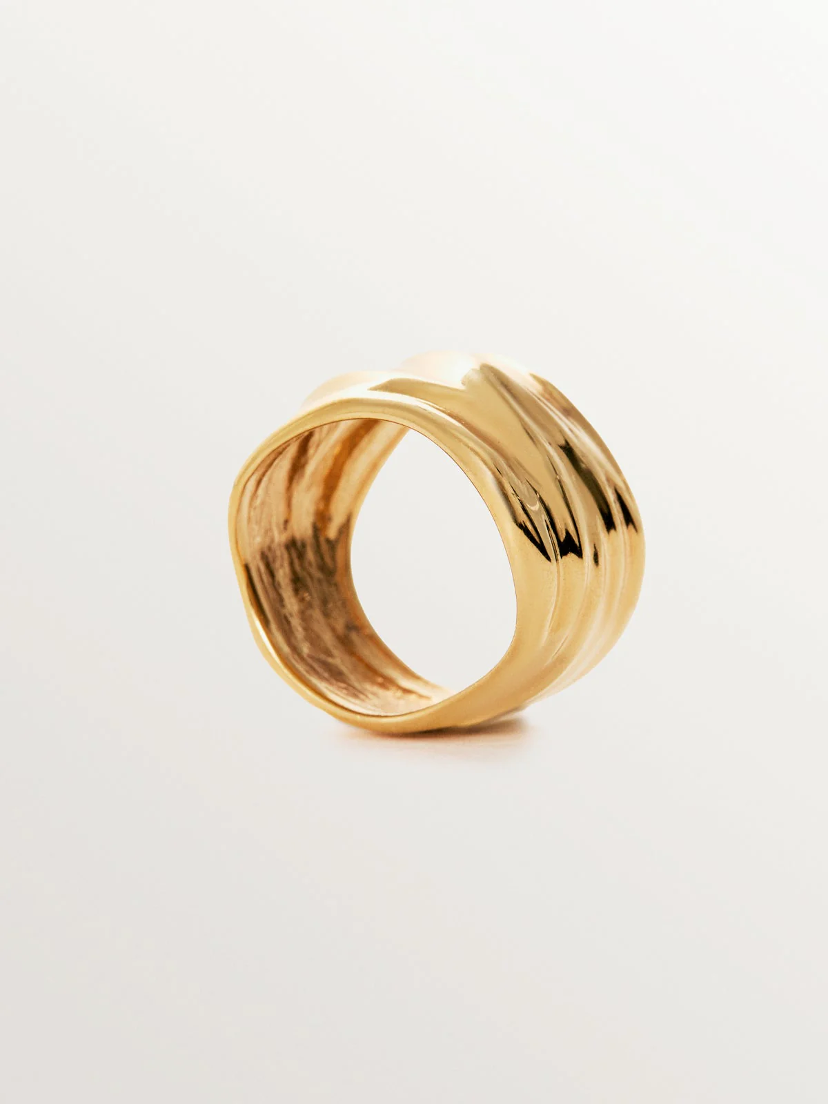 Anillo ancho de plata 925 bañada en oro amarillo de 18K - Image 5