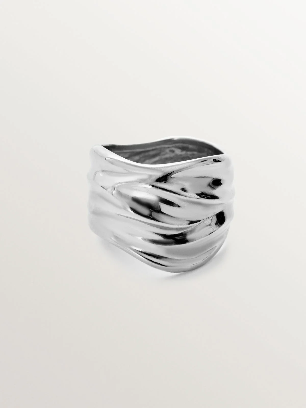 Anillo ancho de plata 925 con textura - Image 3