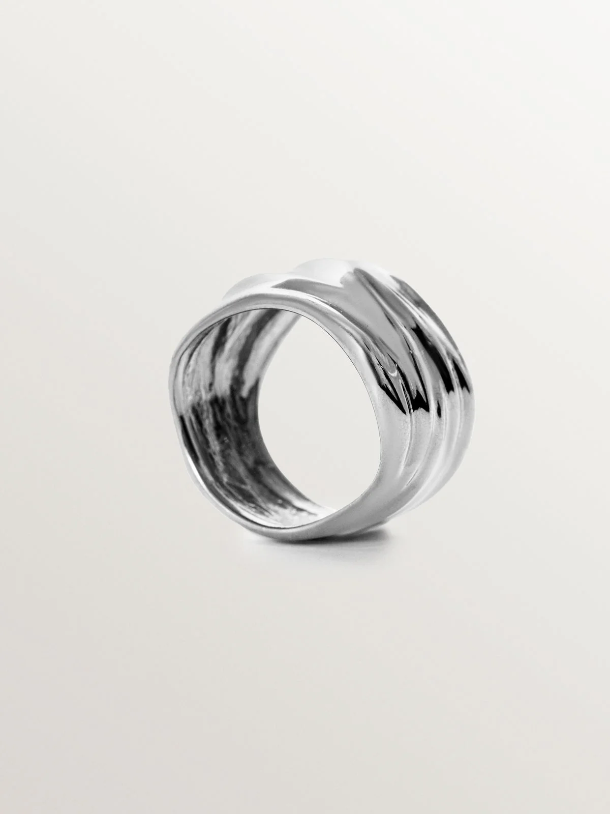 Anillo ancho de plata 925 con textura - Image 5