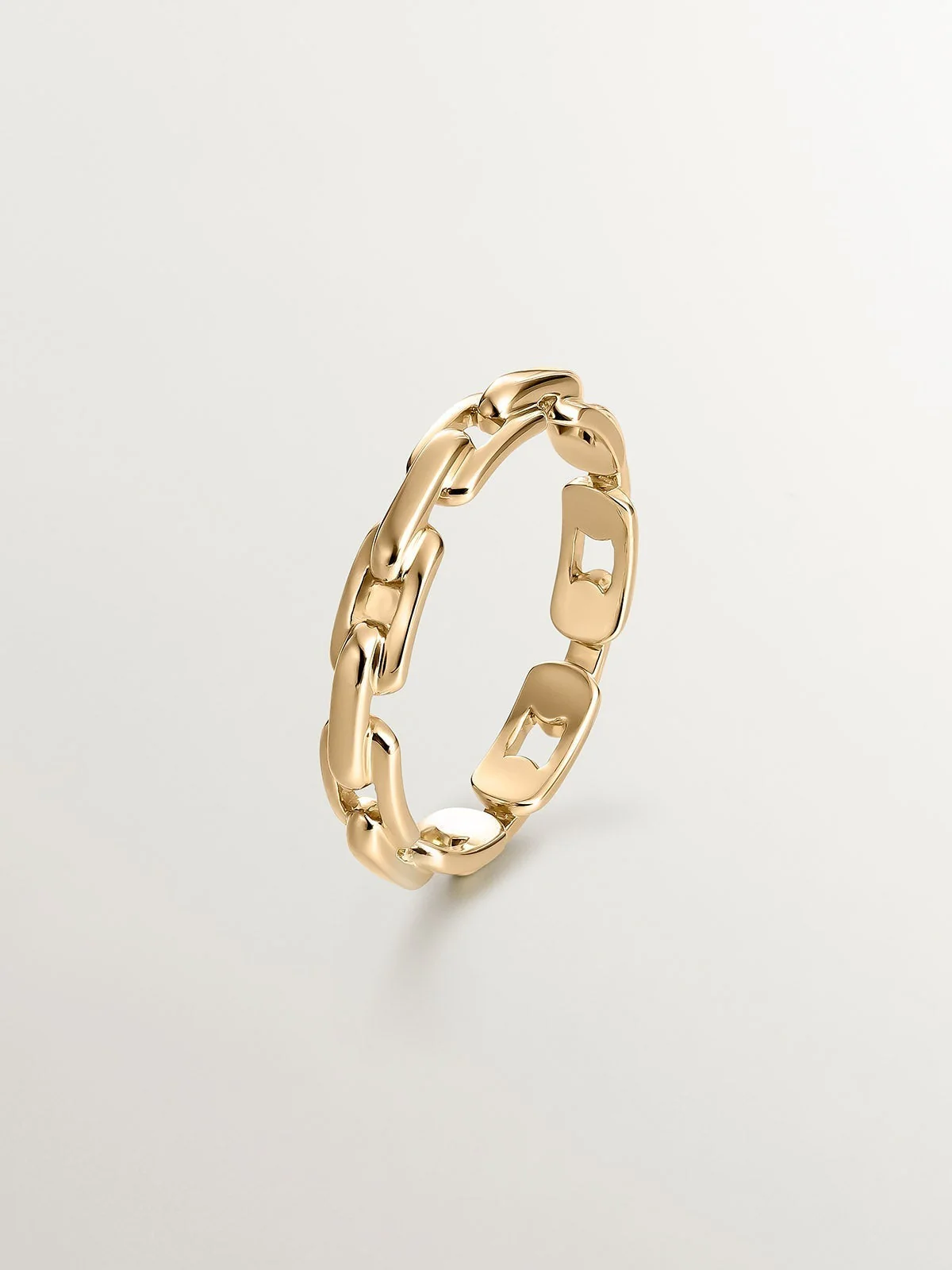 Anillo de oro amarillo de 9K con textura de cadena