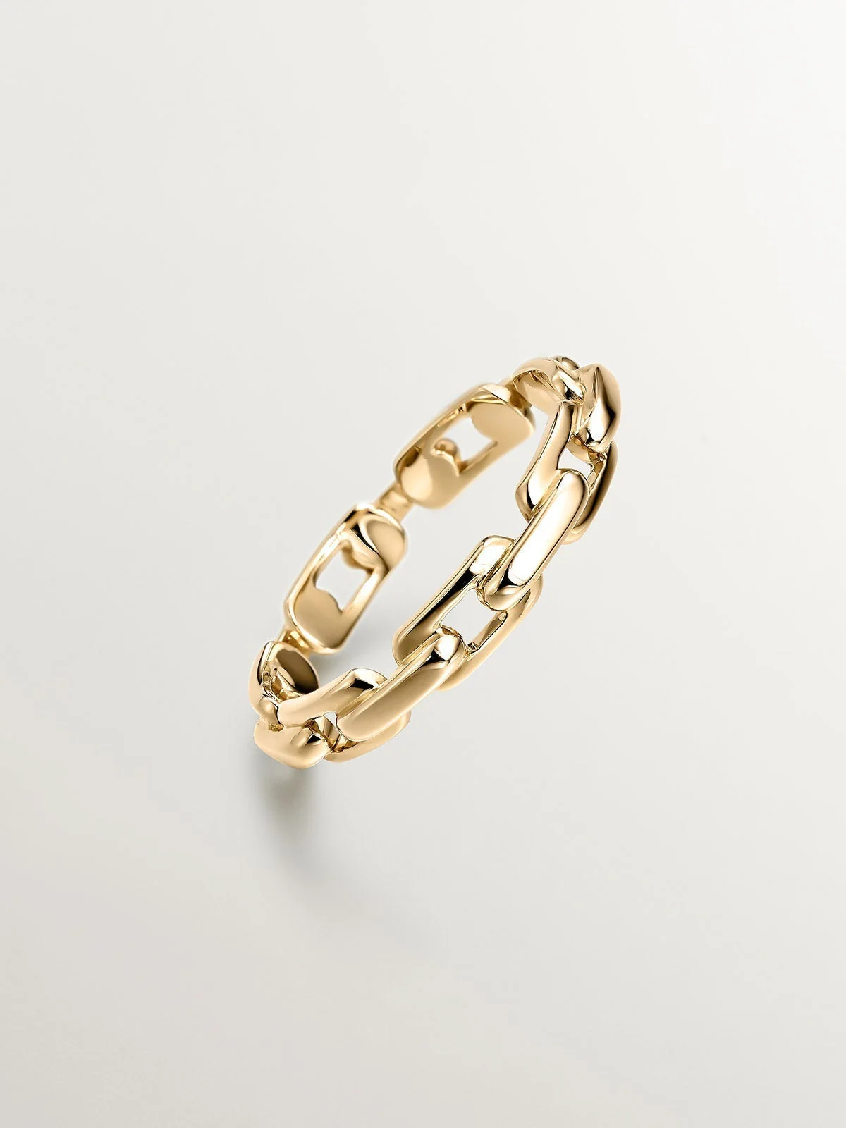 Anillo de oro amarillo de 9K con textura de cadena - Image 5