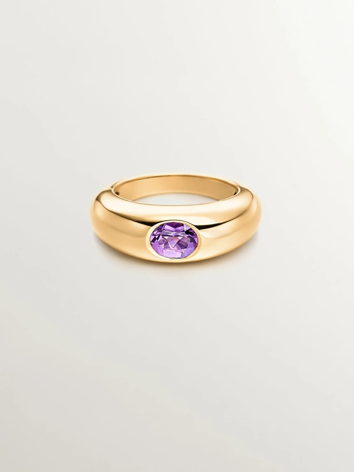 Anillo de plata 925 bañada en oro amarillo de 18K con amatista morada - Image 3