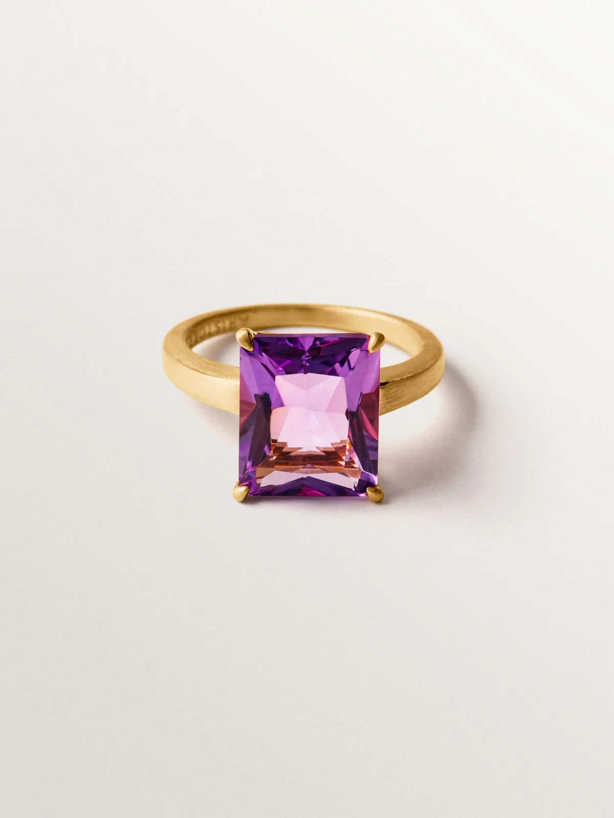 Anillo de plata 925 bañada en oro amarillo de 18K con amatista rosa - Image 3