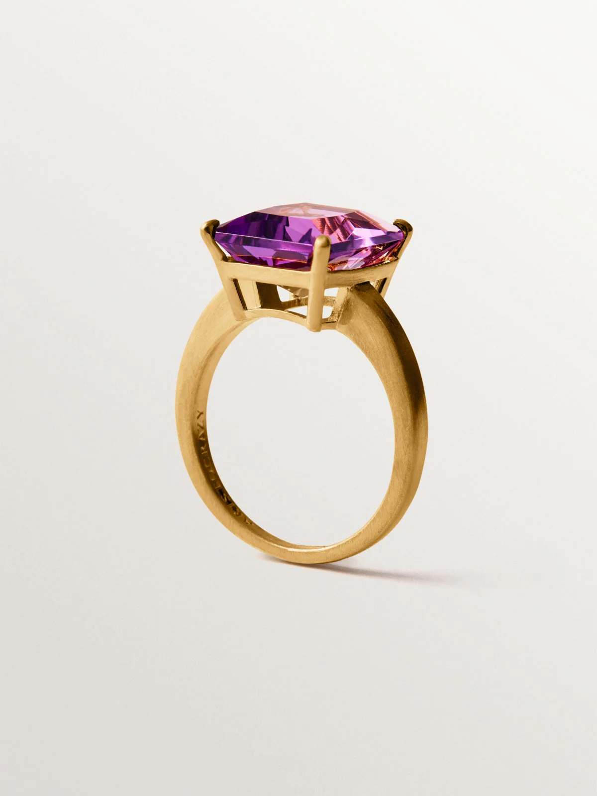 Anillo de plata 925 bañada en oro amarillo de 18K con amatista rosa - Image 5