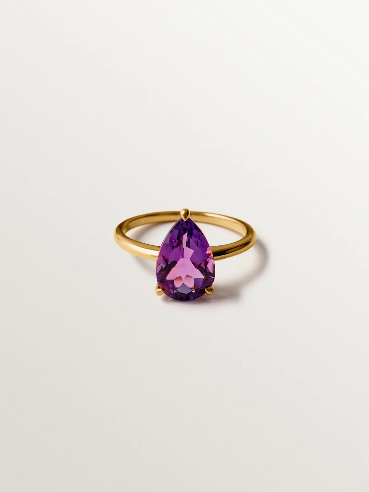 Anillo de plata 925 bañada en oro amarillo de 18K con amatista rosa - Image 3