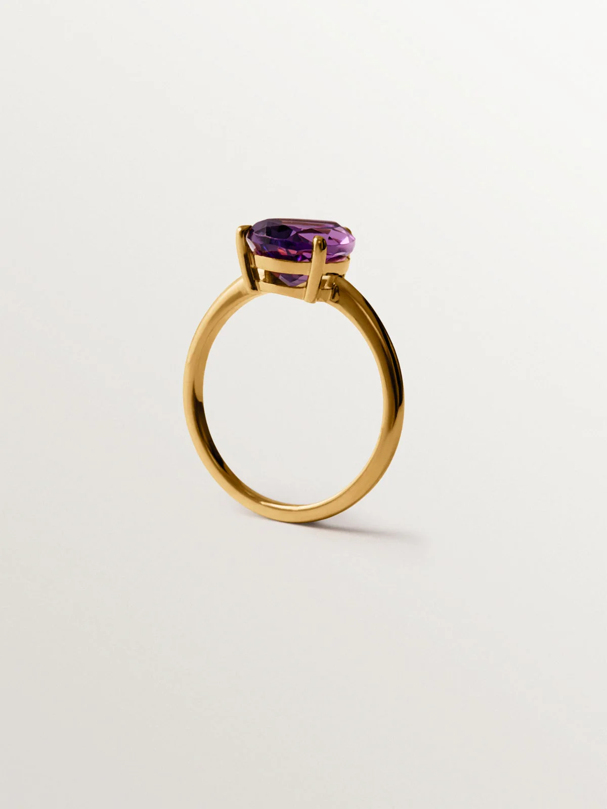 Anillo de plata 925 bañada en oro amarillo de 18K con amatista rosa - Image 5