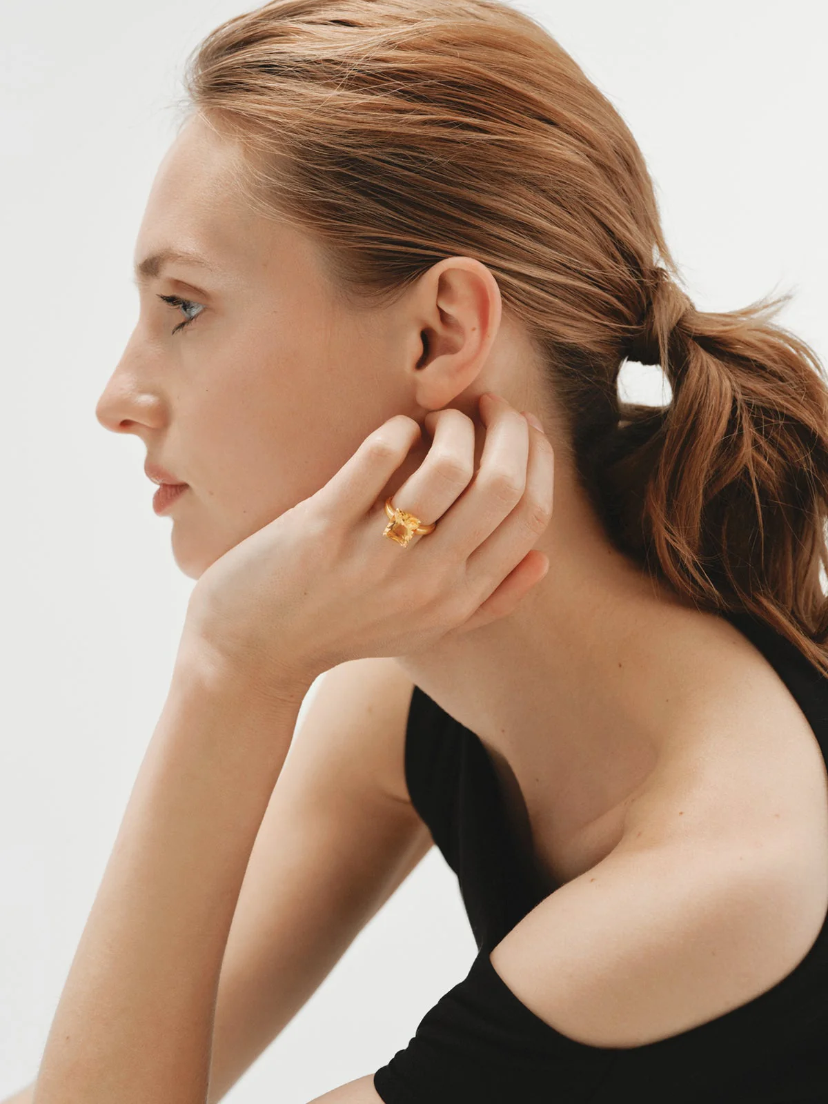 Anillo de plata 925 bañada en oro amarillo de 18K con citrino naranja - Image 4
