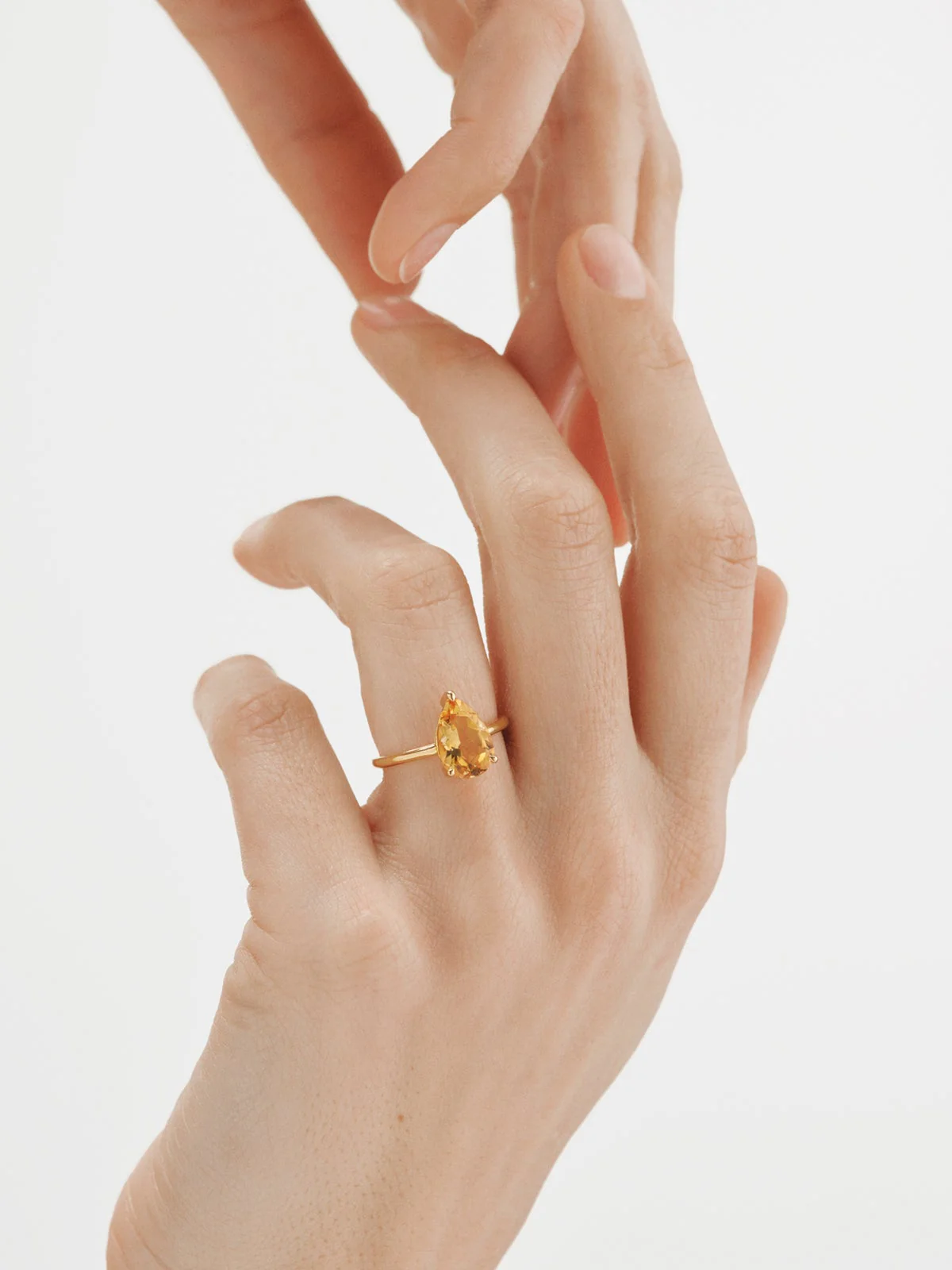 Anillo de plata 925 bañada en oro amarillo de 18K con citrino naranja - Image 2