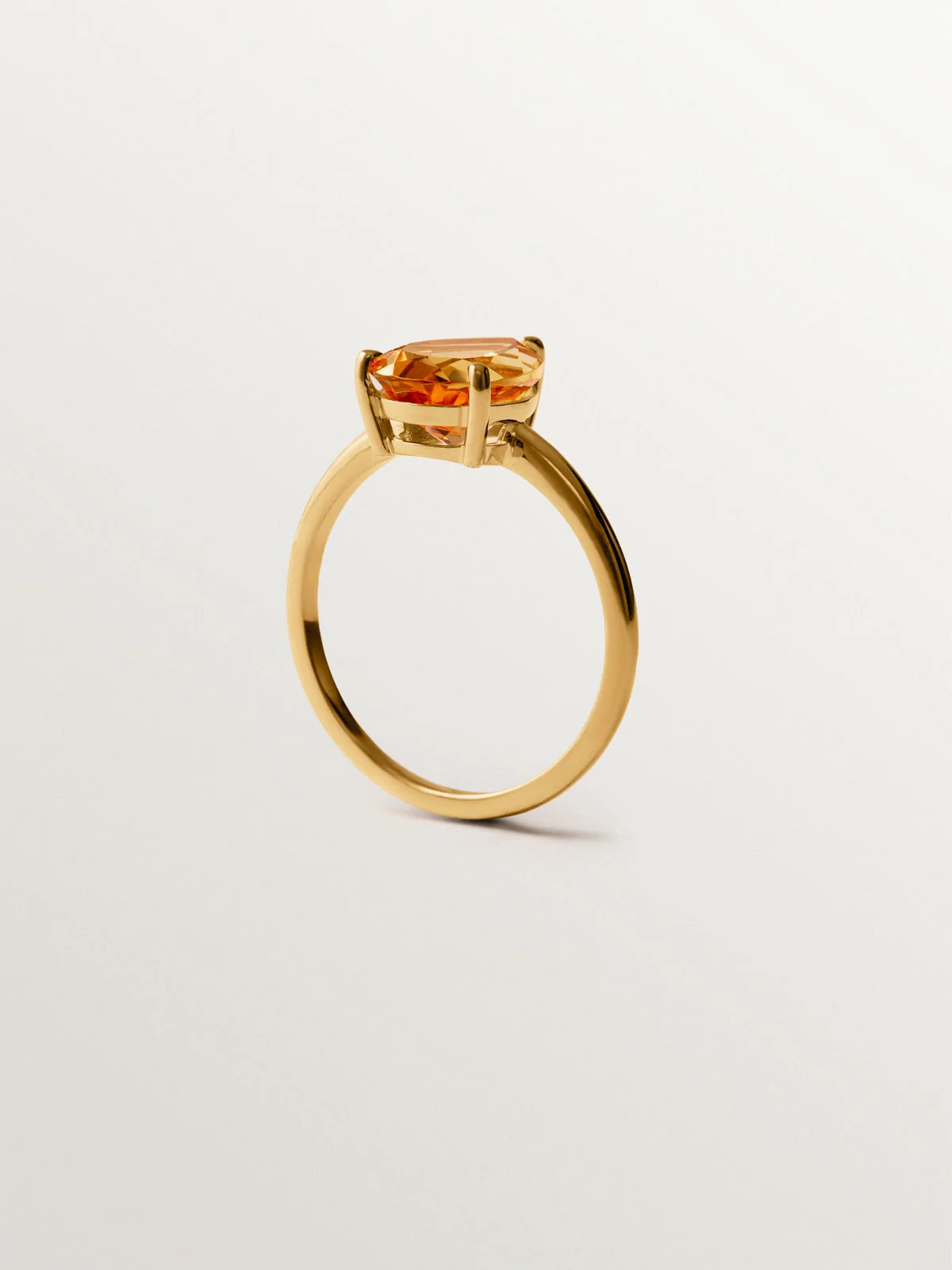 Anillo de plata 925 bañada en oro amarillo de 18K con citrino naranja - Image 5