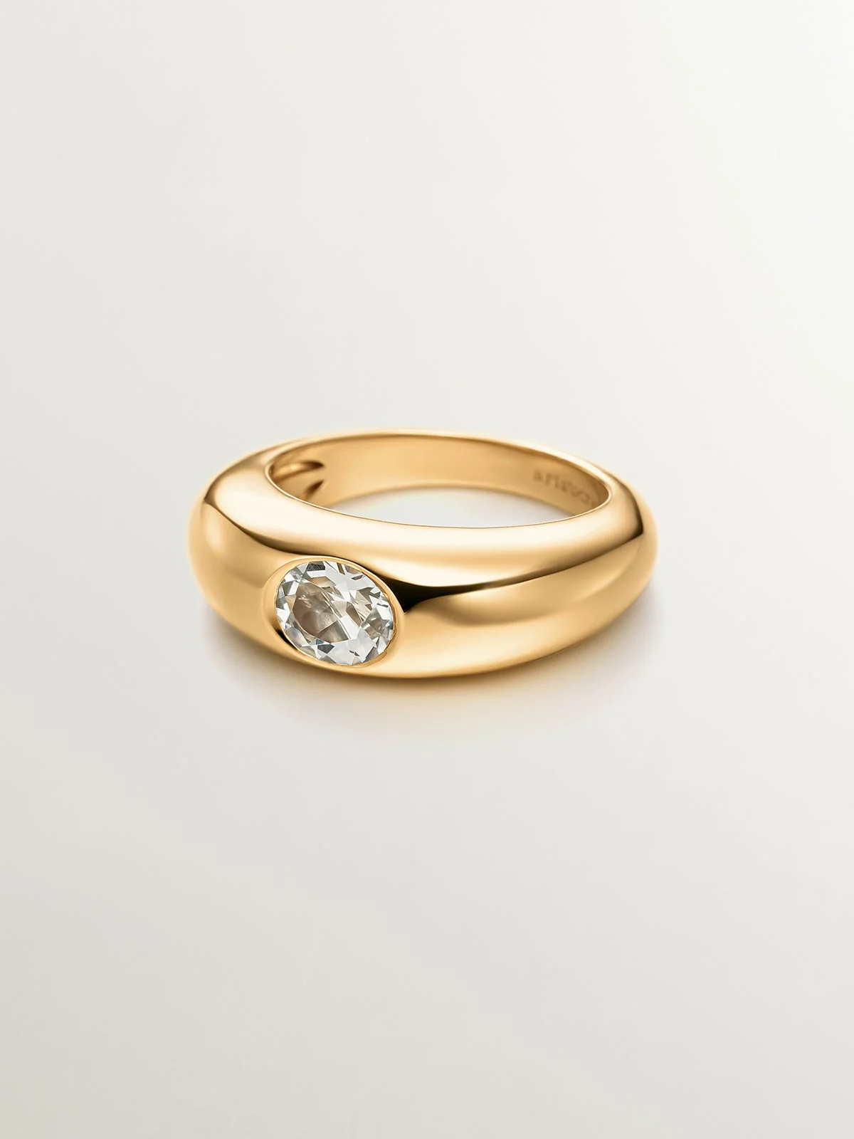 Anillo de plata 925 bañada en oro amarillo de 18K con cuarzo verde - Image 3
