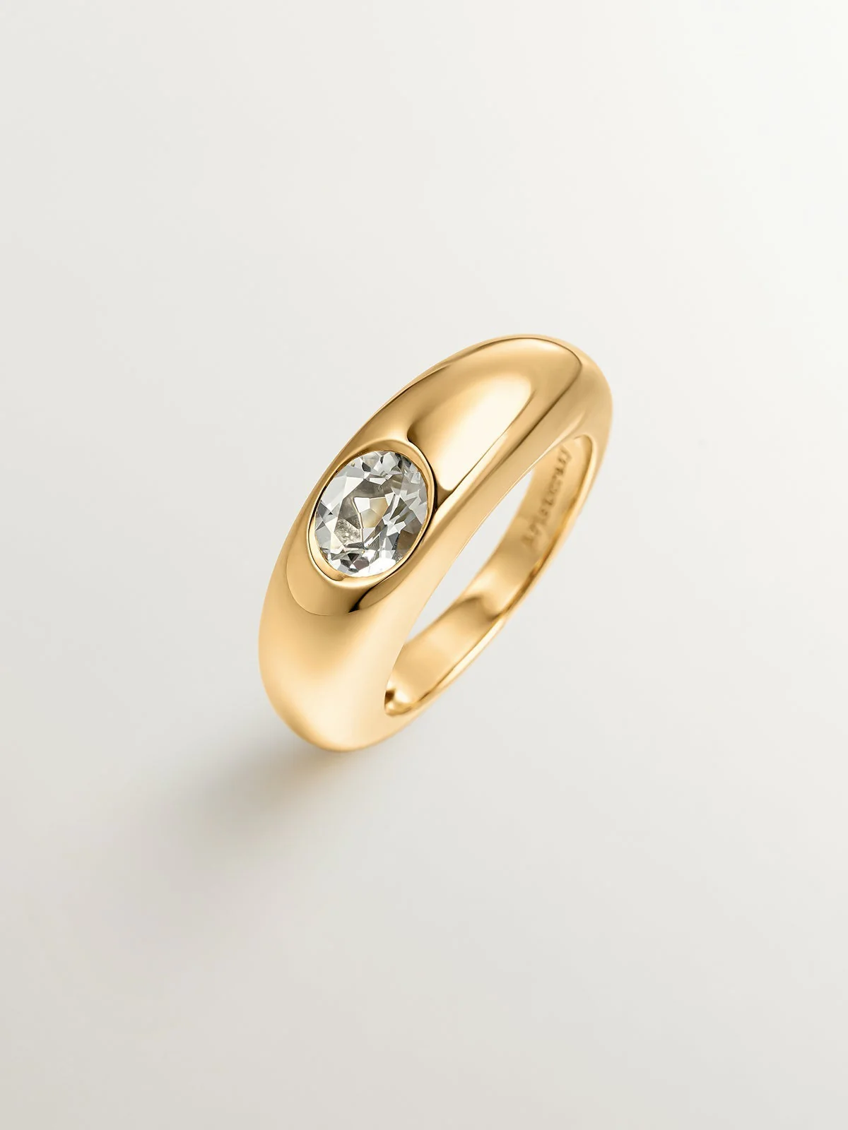 Anillo de plata 925 bañada en oro amarillo de 18K con cuarzo verde - Image 5