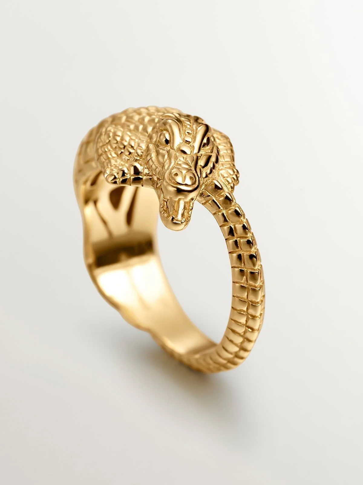 Anillo de plata 925 bañada en oro amarillo de 18K con forma de cocodrilo - Image 3