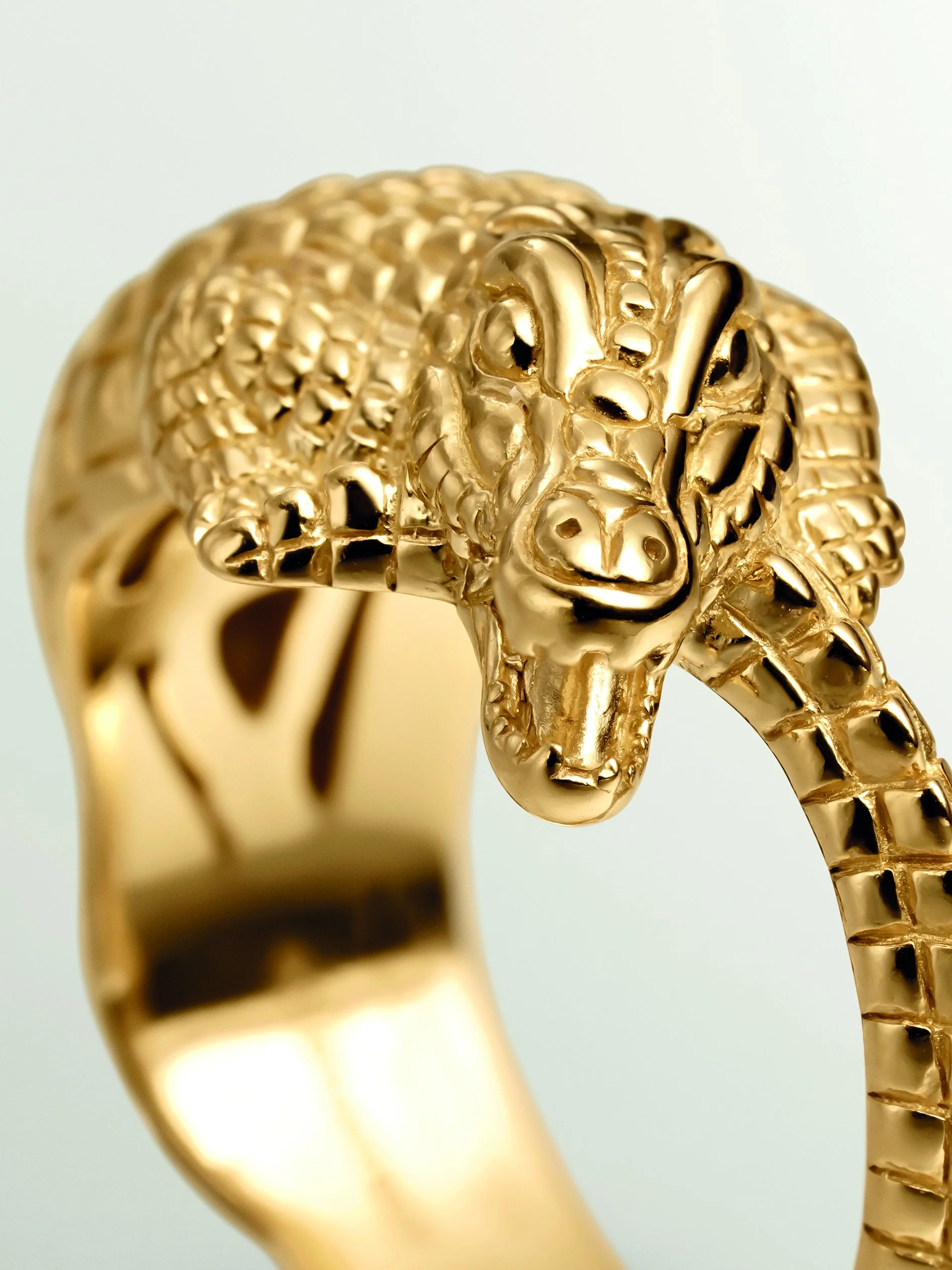 Anillo de plata 925 bañada en oro amarillo de 18K con forma de cocodrilo - Image 4