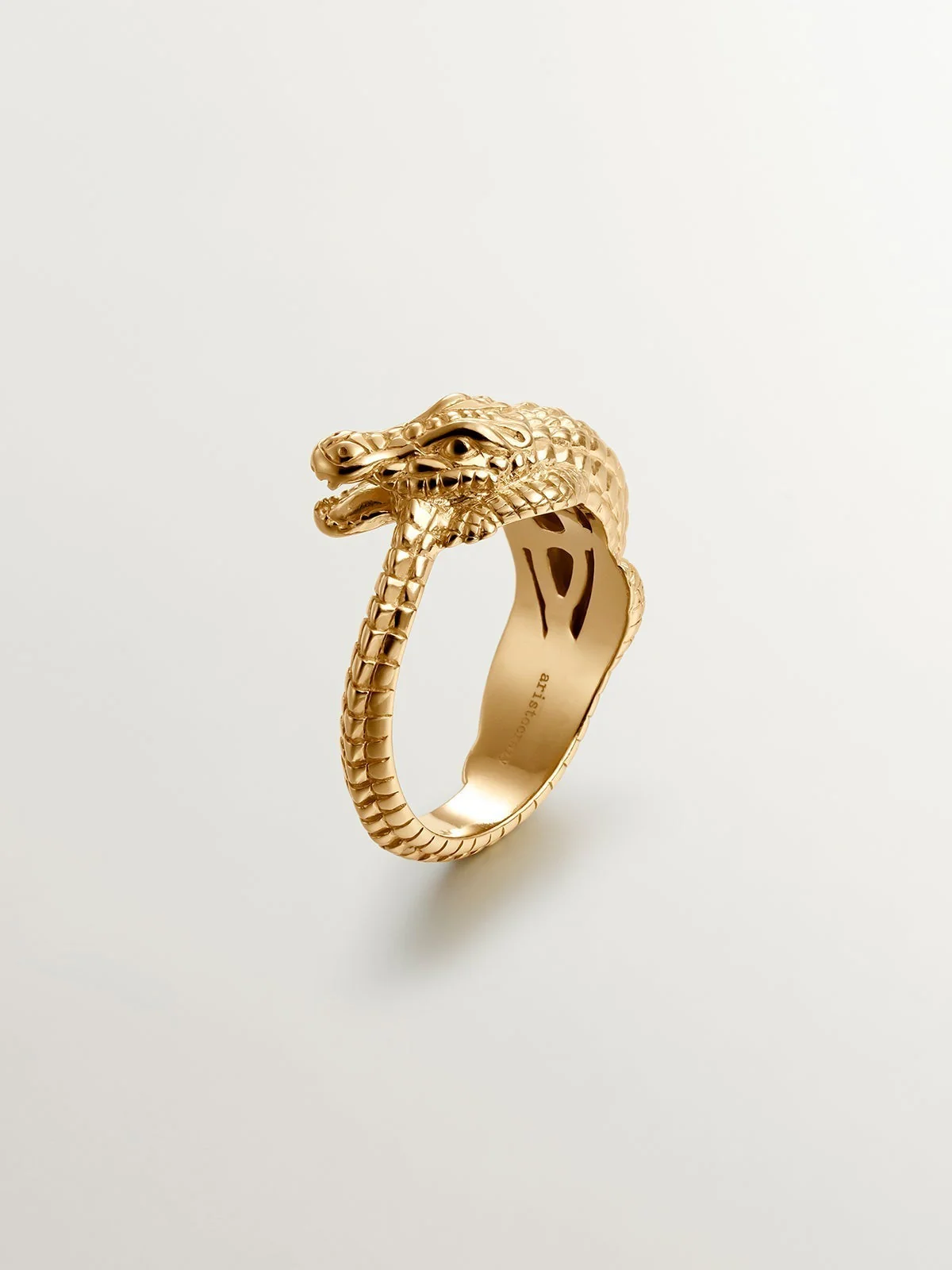 Anillo de plata 925 bañada en oro amarillo de 18K con forma de cocodrilo - Image 6