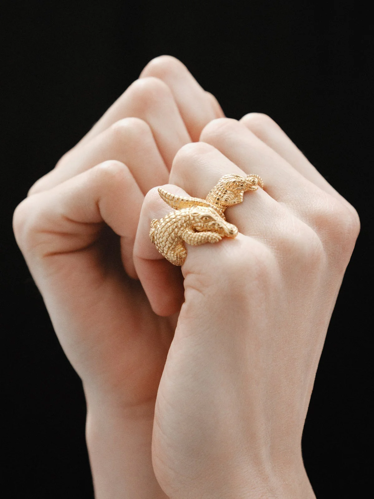 Anillo de plata 925 bañada en oro amarillo de 18K con forma de cocodrilo - Image 7