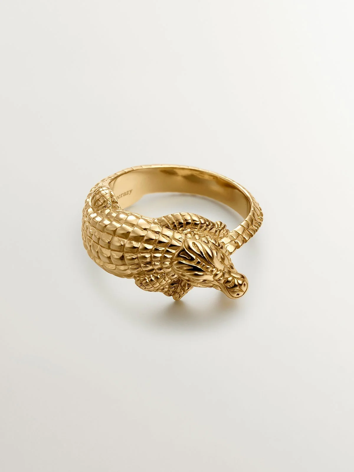 Anillo de plata 925 bañada en oro amarillo de 18K con forma de cocodrilo - Image 8