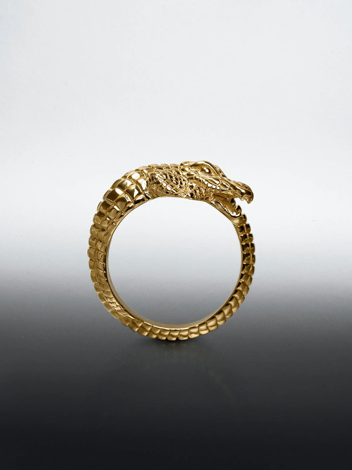 Anillo de plata 925 bañada en oro amarillo de 18K con forma de cocodrilo - Image 9