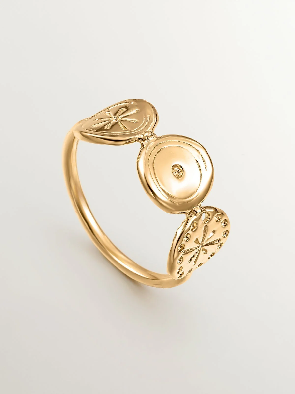 Anillo de plata 925 bañada en oro amarillo de 18K con motivos étnicos - Image 5