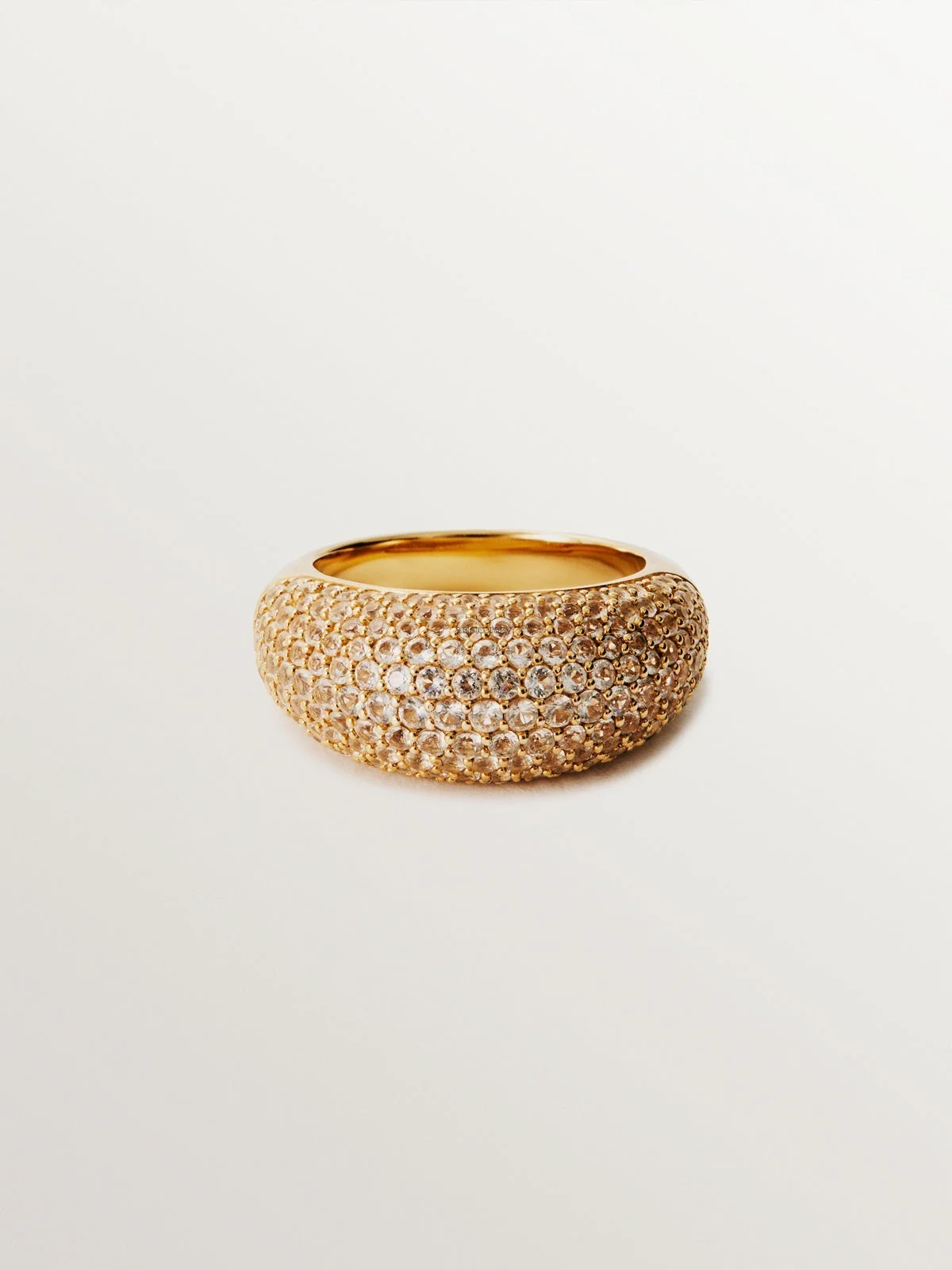 Anillo de plata 925 bañada en oro amarillo de 18K con pavé de topacios blancos - Image 3