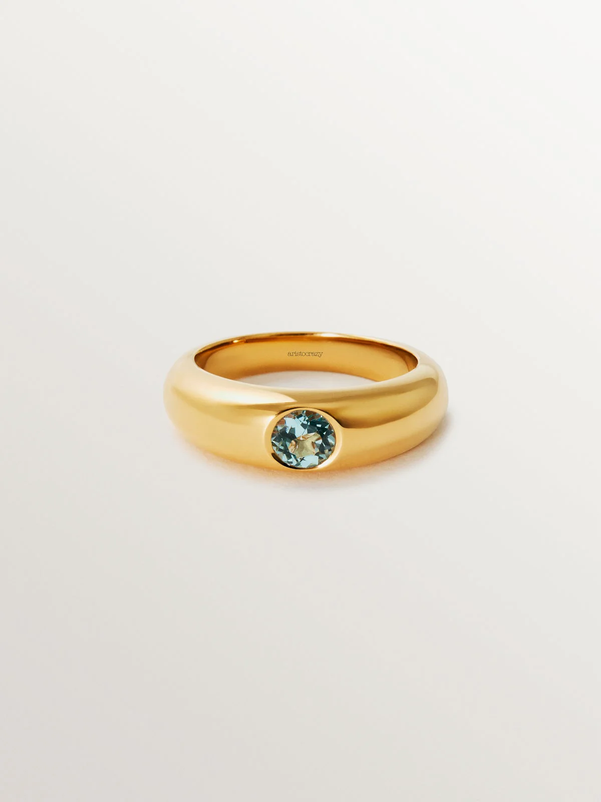 Anillo de plata 925 bañada en oro amarillo de 18K con topacio azul sky - Image 3
