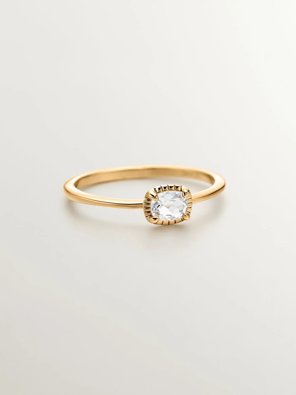 Anillo de plata 925 bañada en oro amarillo de 18K con topacio blanco - Image 3