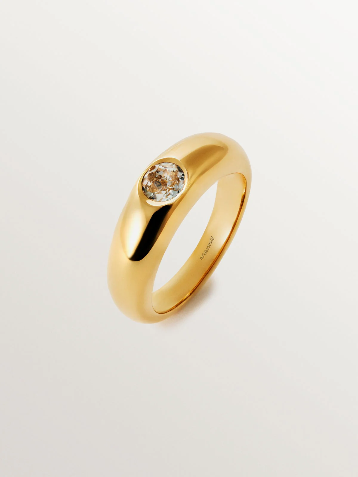 Anillo de plata 925 bañada en oro amarillo de 18K con topacio blanco