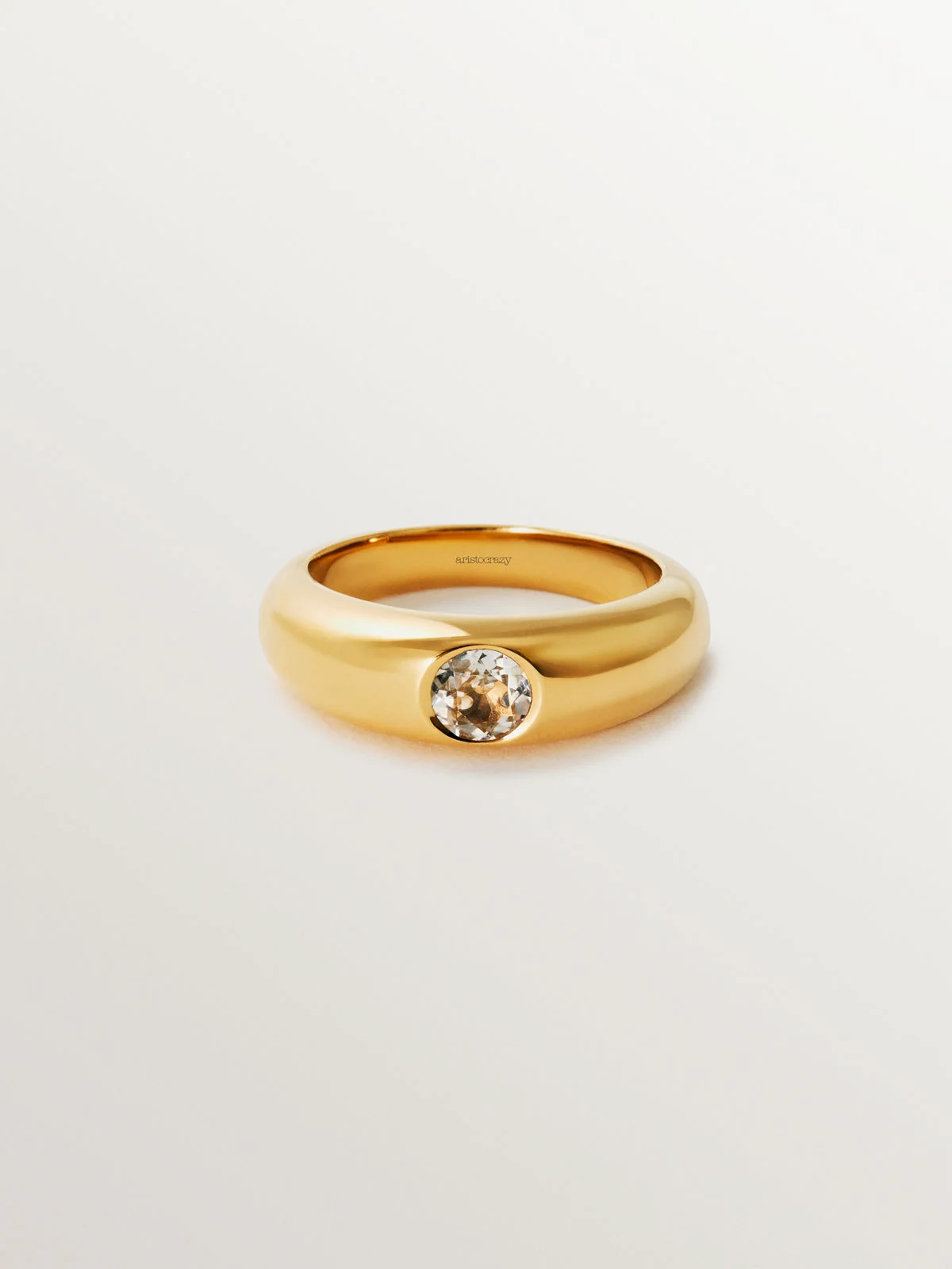 Anillo de plata 925 bañada en oro amarillo de 18K con topacio blanco - Image 3