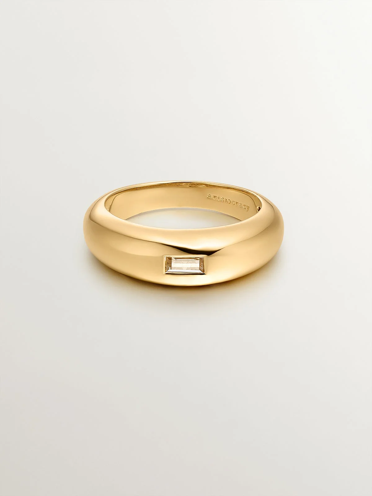 Anillo de plata 925 bañada en oro amarillo de 18K con topacio blanco - Image 3
