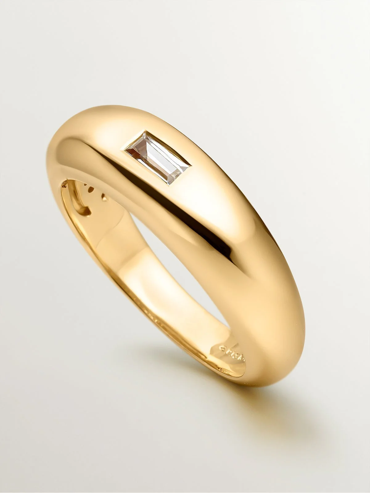 Anillo de plata 925 bañada en oro amarillo de 18K con topacio blanco - Image 5