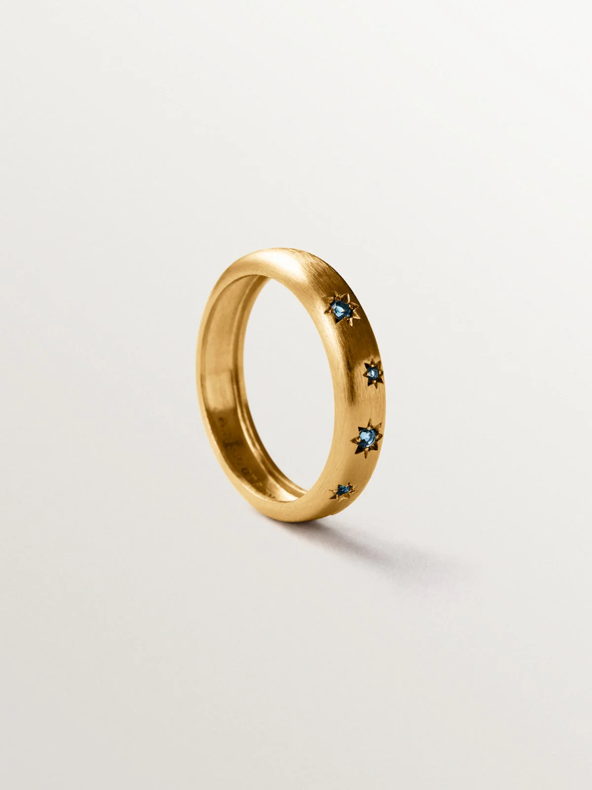 Anillo de plata 925 bañada en oro amarillo de 18K con topacios azules - Image 3