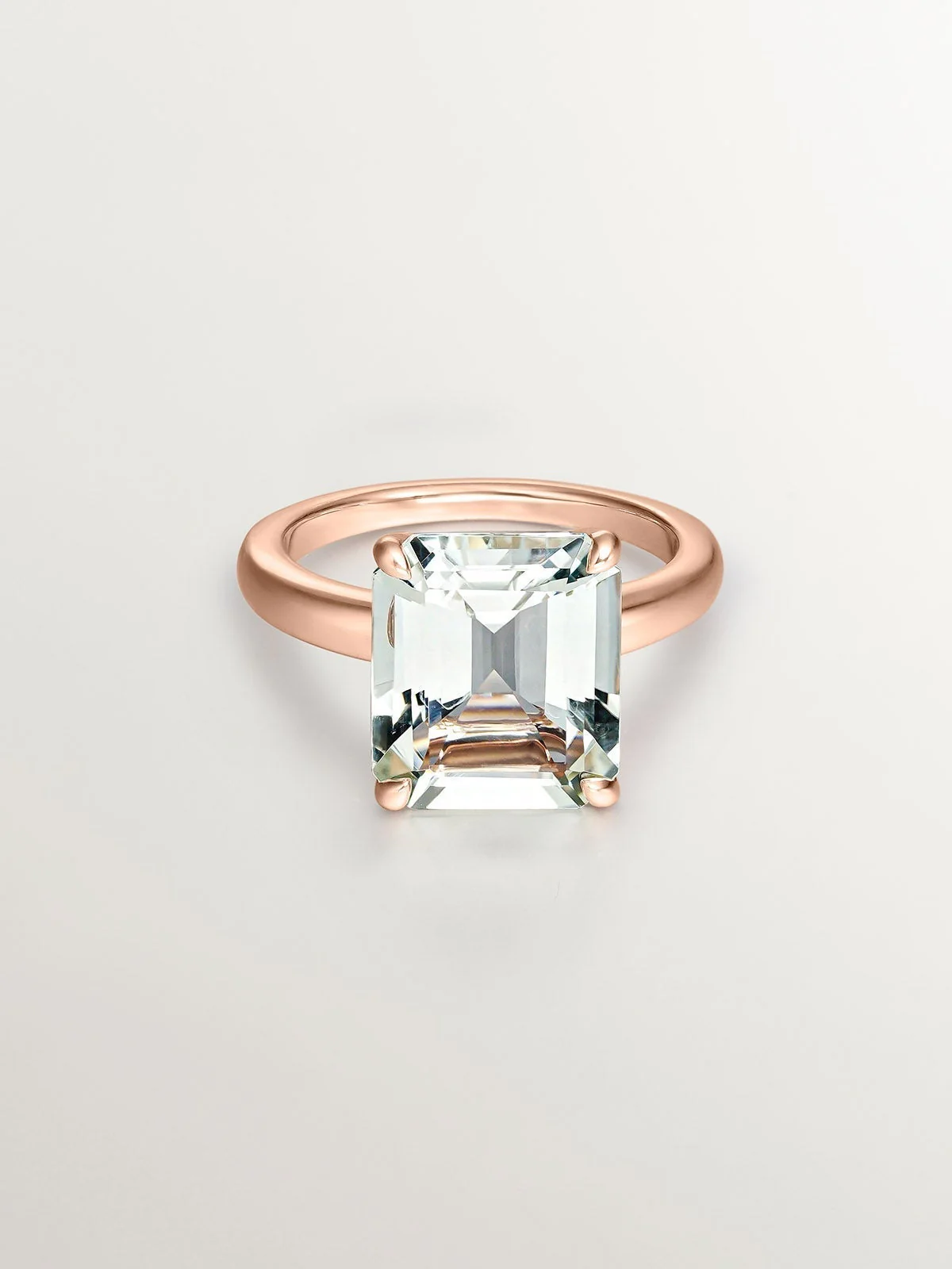 Anillo de plata 925 bañada en oro rosa de 18K con cuarzo verde - Image 3