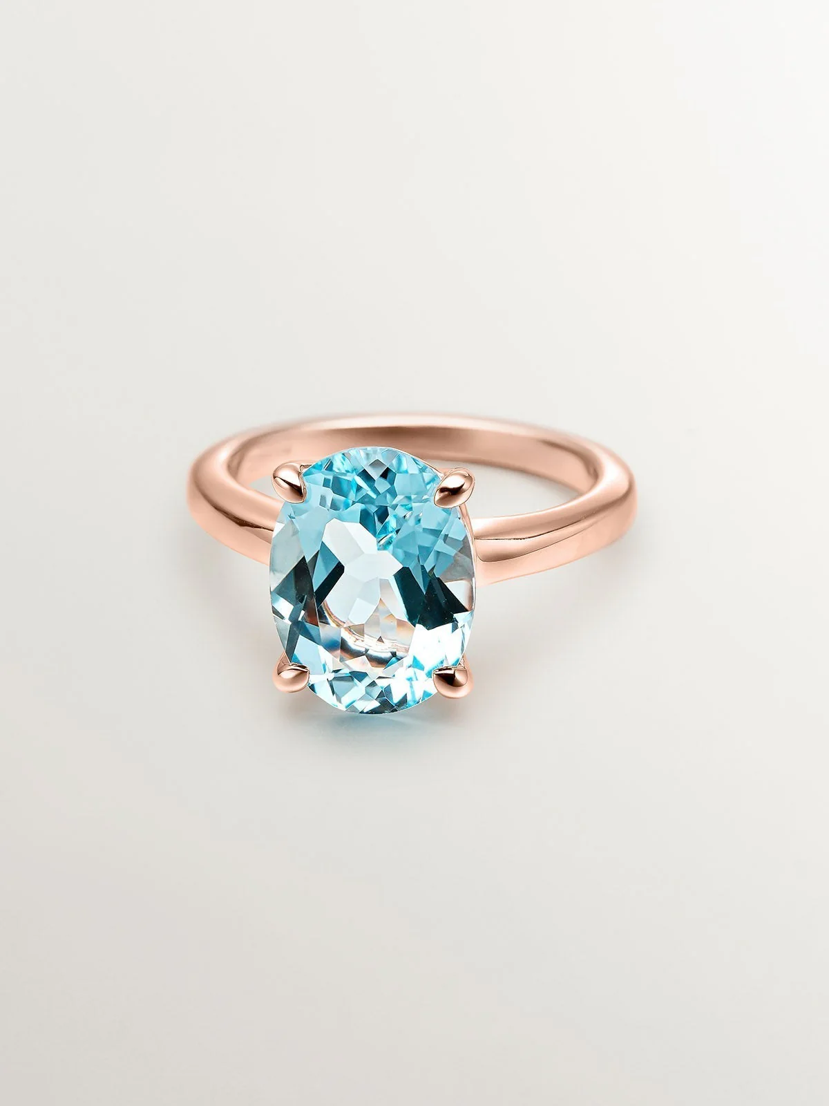 Anillo de plata 925 bañada en oro rosa de 18K con topacio azul sky - Image 3