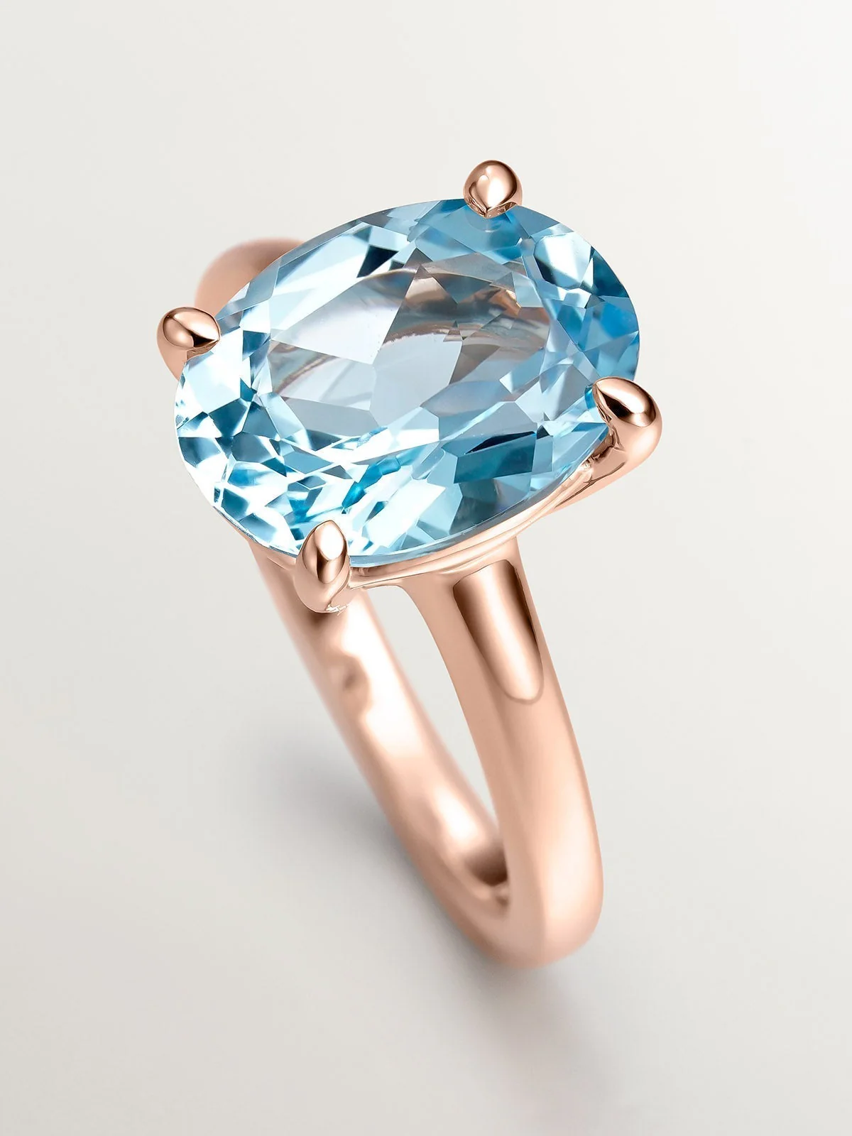 Anillo de plata 925 bañada en oro rosa de 18K con topacio azul sky - Image 5