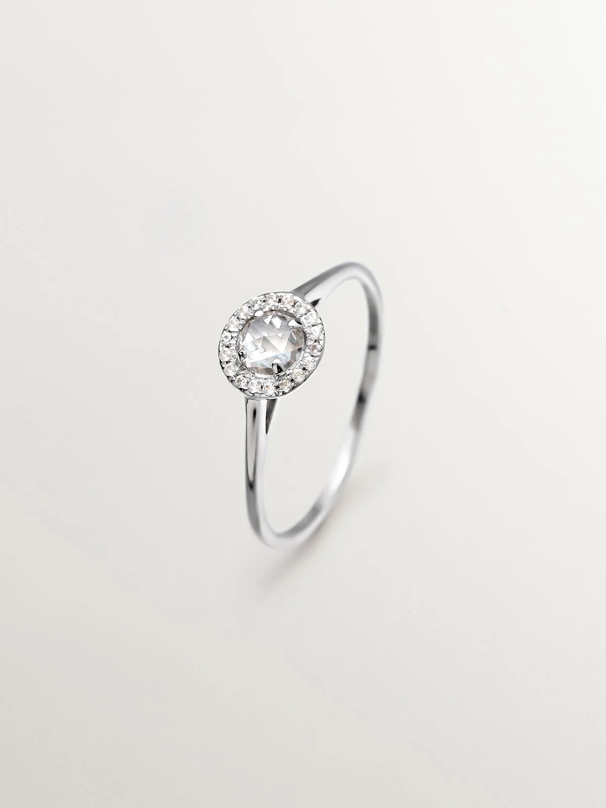 Anillo de plata 925 con topacios blancos y zafiros blancos