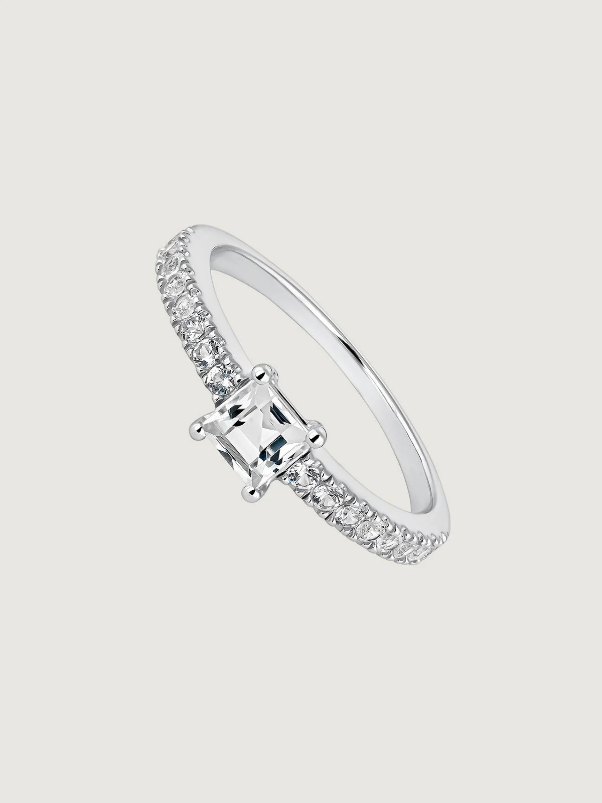 Anillo de plata 925 con topacios y zafiros blancos