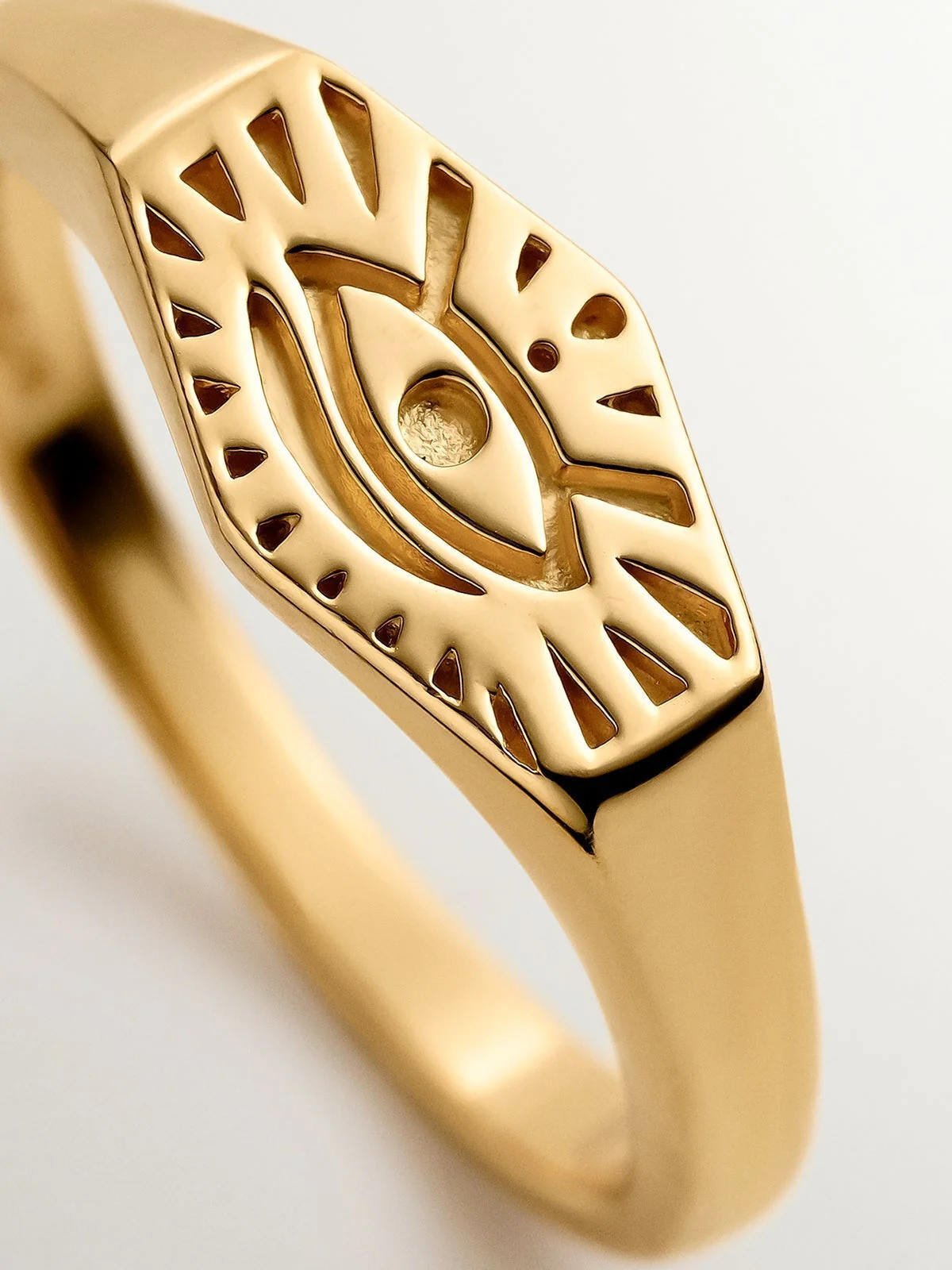 Anillo de sello de plata 925 bañada en oro amarillo de 18K con Ojo de Horus - Image 5