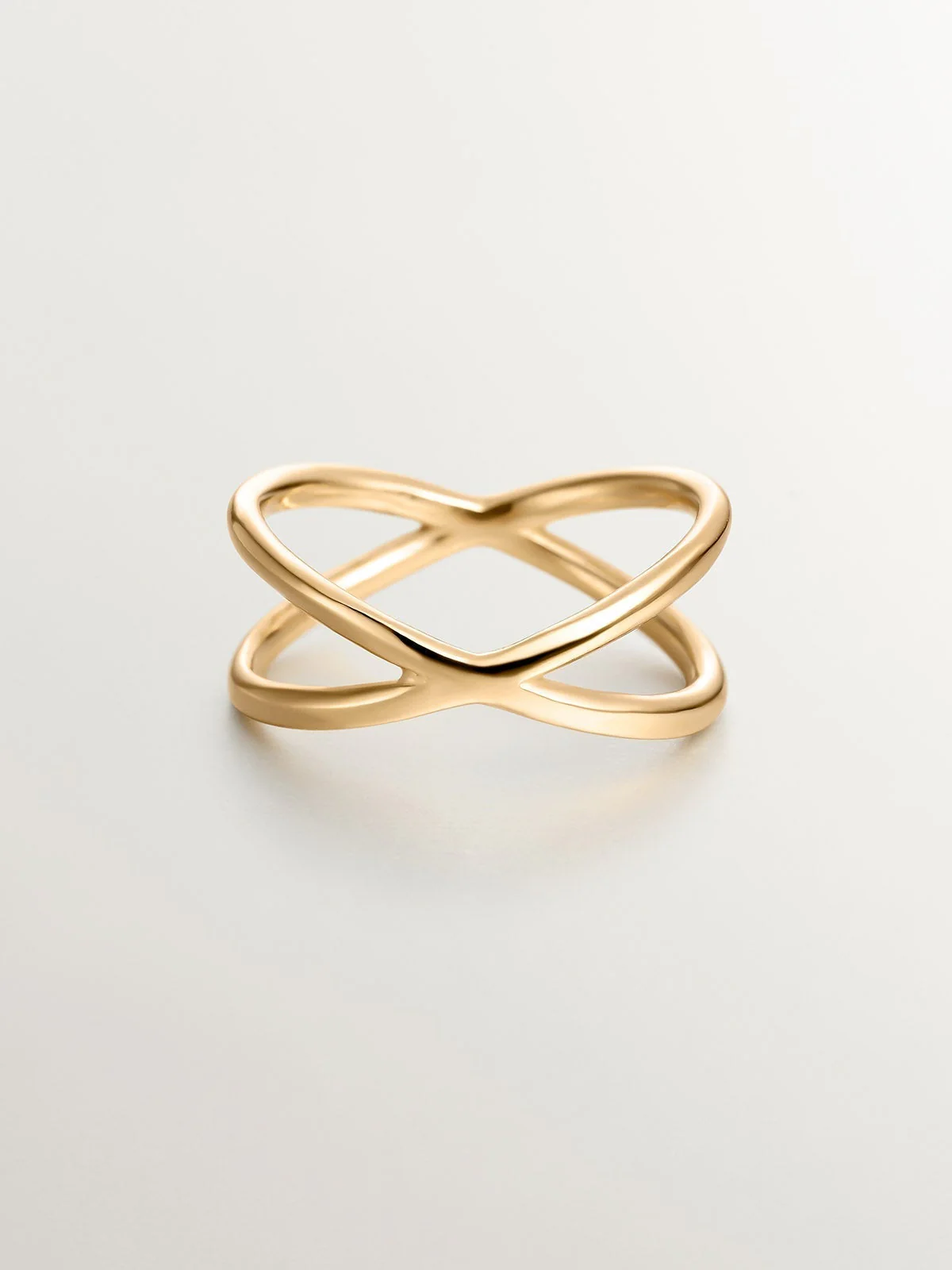 Anillo doble cruzado de plata 925 bañada en oro amarillo de 18K - Image 3