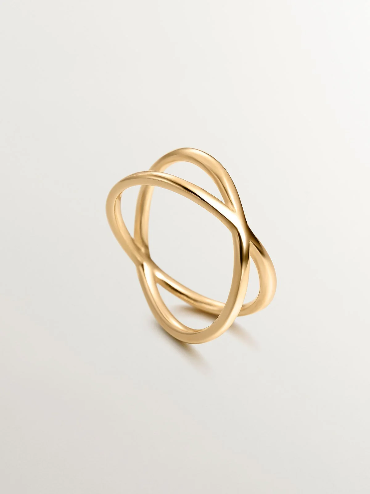 Anillo doble cruzado de plata 925 bañada en oro amarillo de 18K - Image 5
