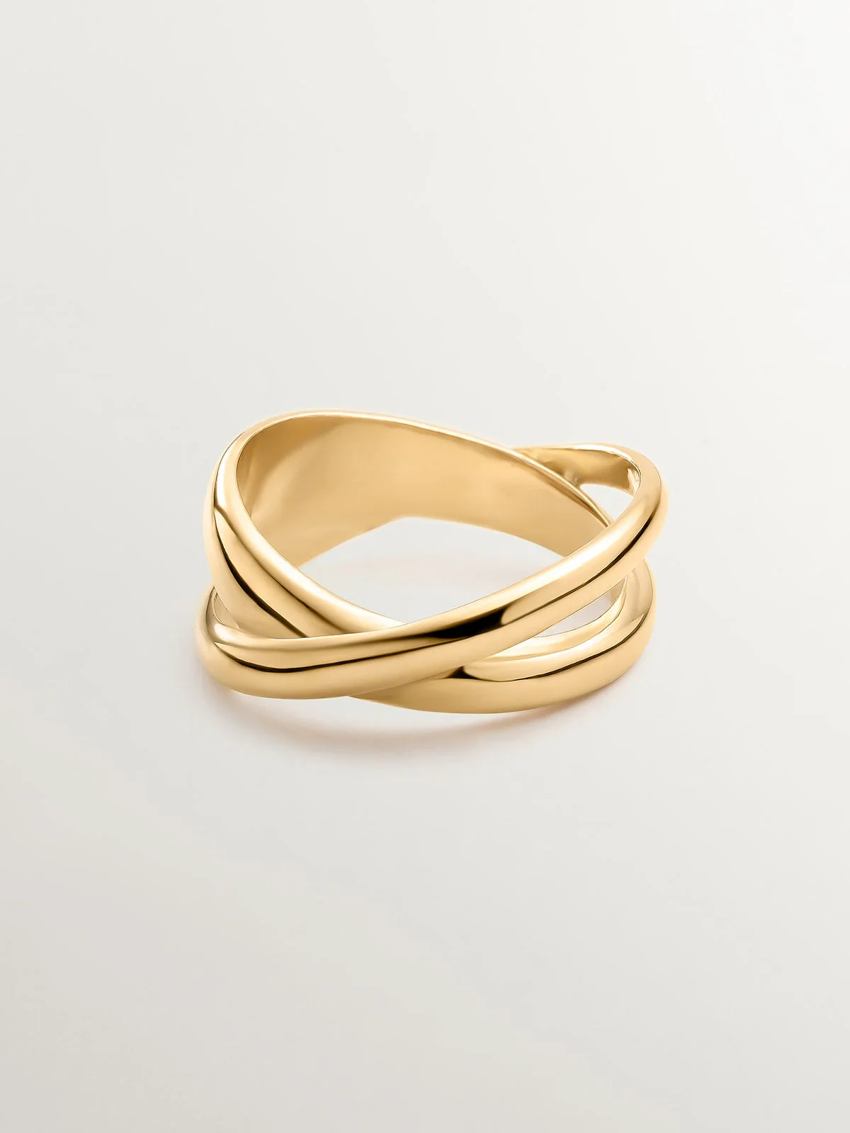 Anillo doble cruzado de plata 925 bañada en oro amarillo de 18K - Image 3
