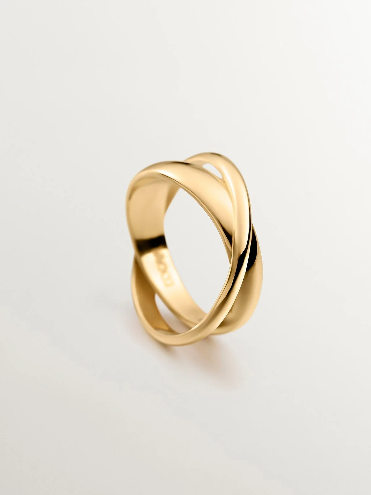 Anillo doble cruzado de plata 925 bañada en oro amarillo de 18K - Image 5