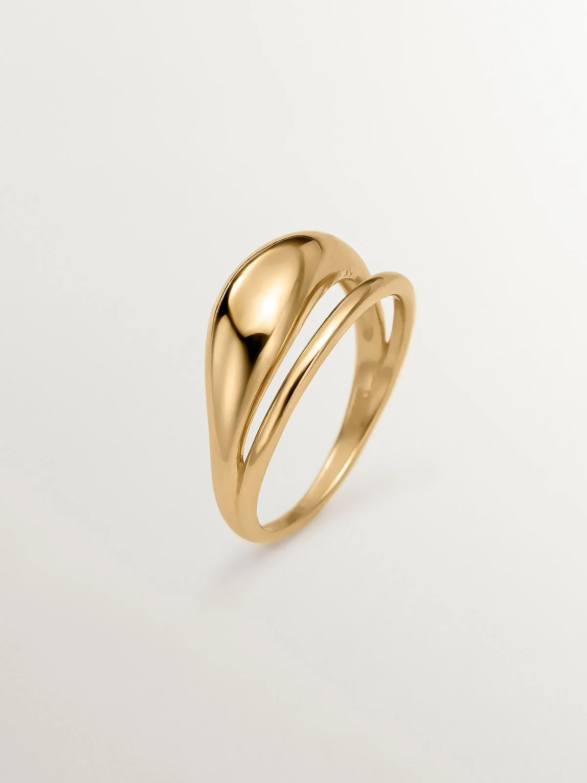 Anillo doble de plata 925 bañada en oro amarillo de 18K
