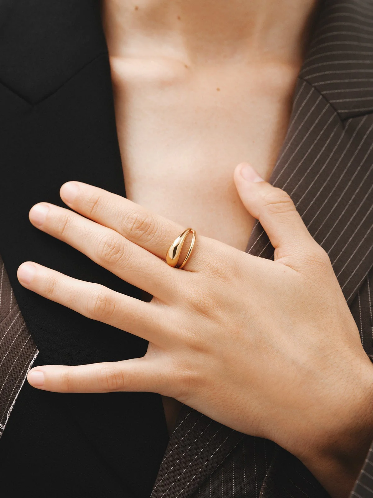 Anillo doble de plata 925 bañada en oro amarillo de 18K - Image 2
