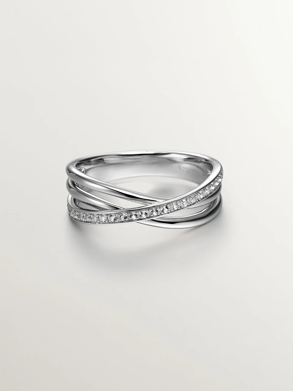 Anillo doble de plata 925 con topacios blancos - Image 3